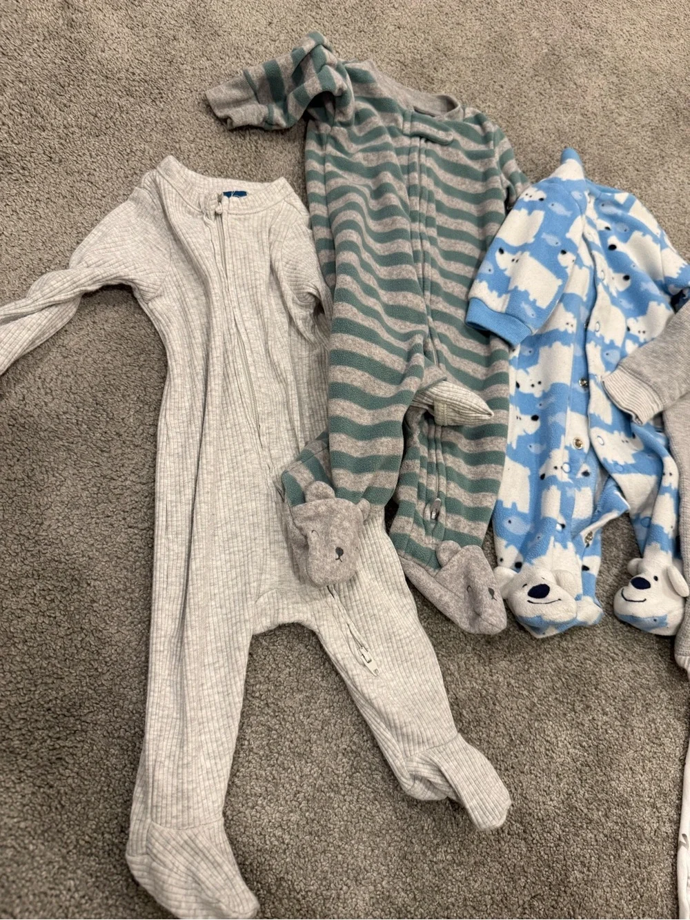 Carter's Mixed Baby Footie Pajama Set - Gray, Green, Blue, White